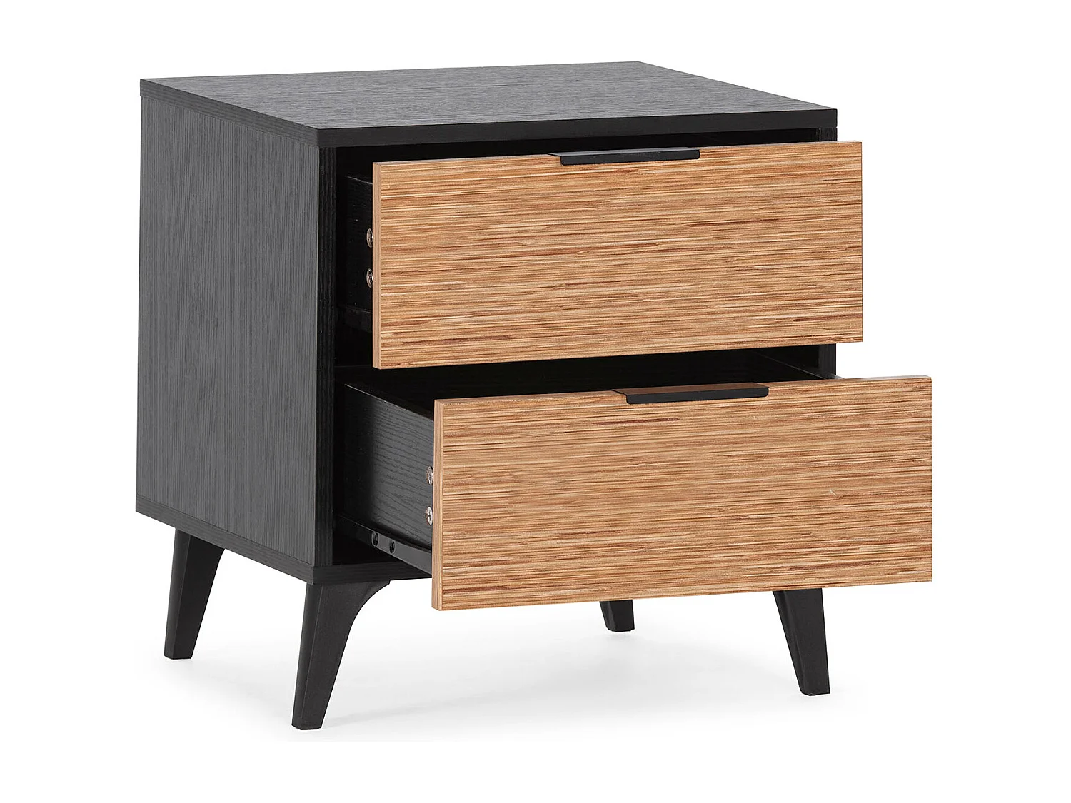 Nachttisch Denis 2 schubladen, Schwarz/Holz