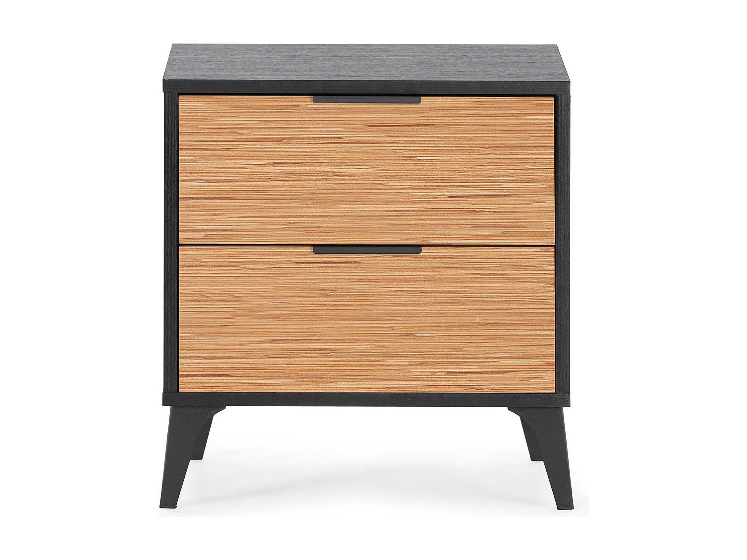 Nachttisch Denis 2 schubladen, Schwarz/Holz