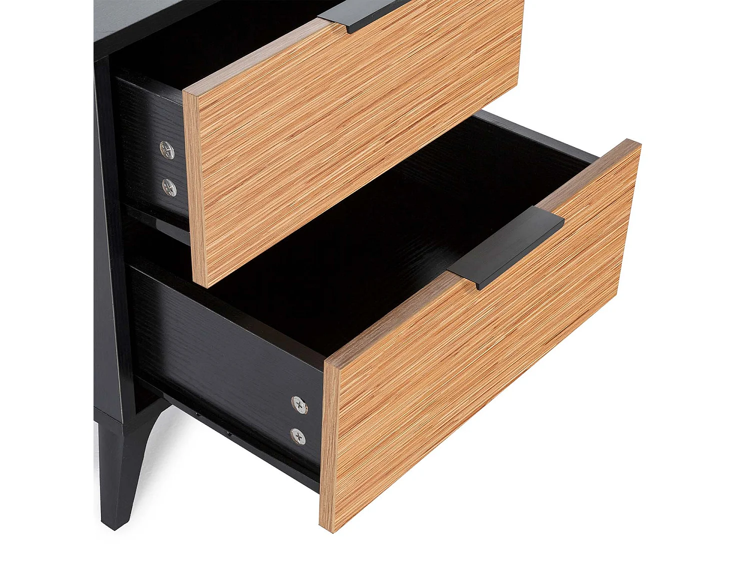 Nachttisch Denis 2 schubladen, Schwarz/Holz