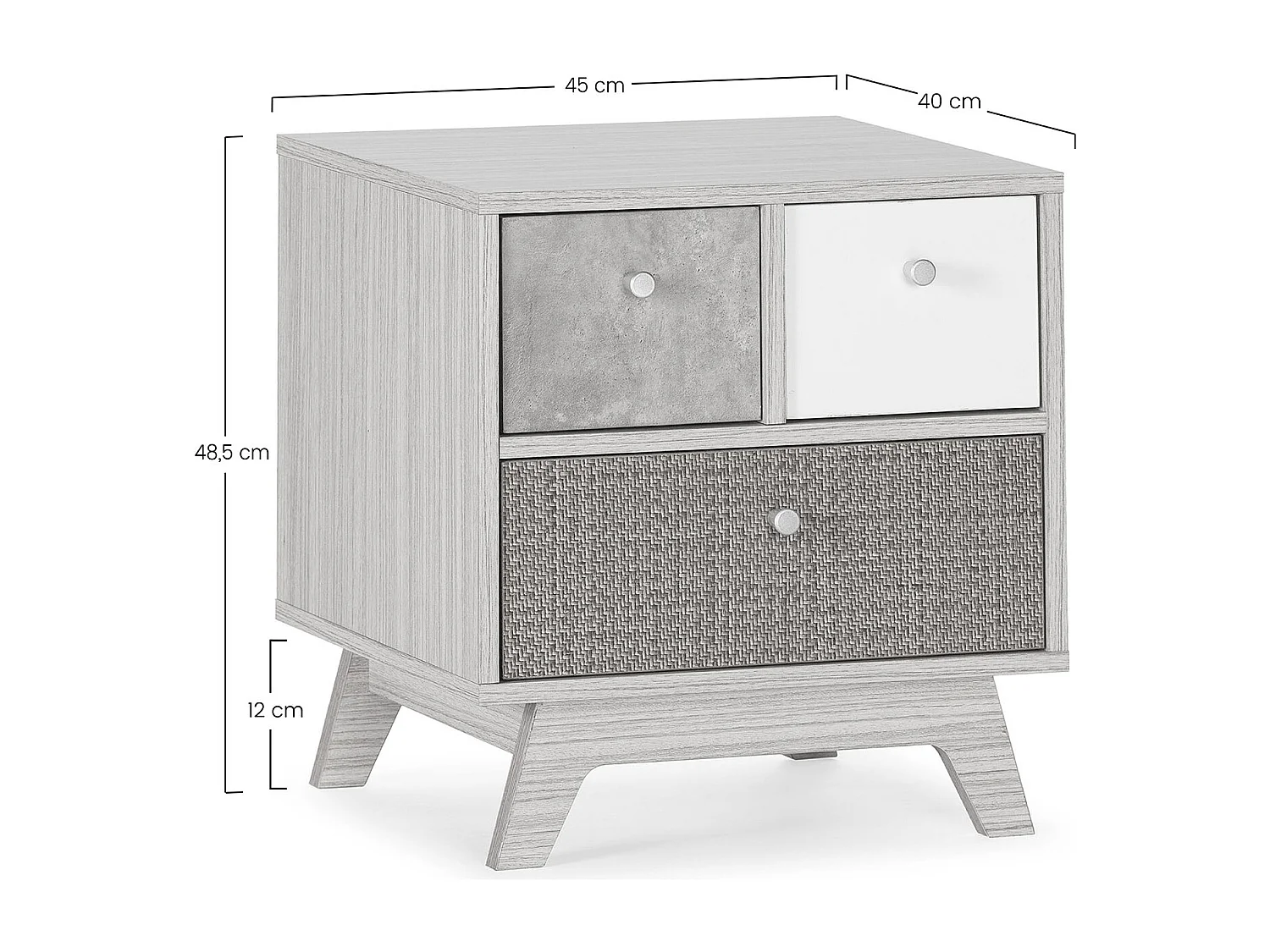 Comodino Maia 3 cassetti multicolore