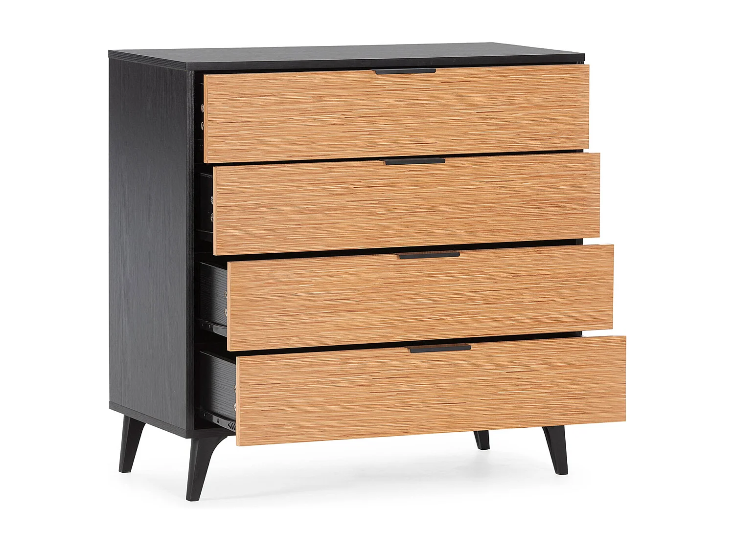 Cassettiera Denis 4 cassetti colore Nero/Legno