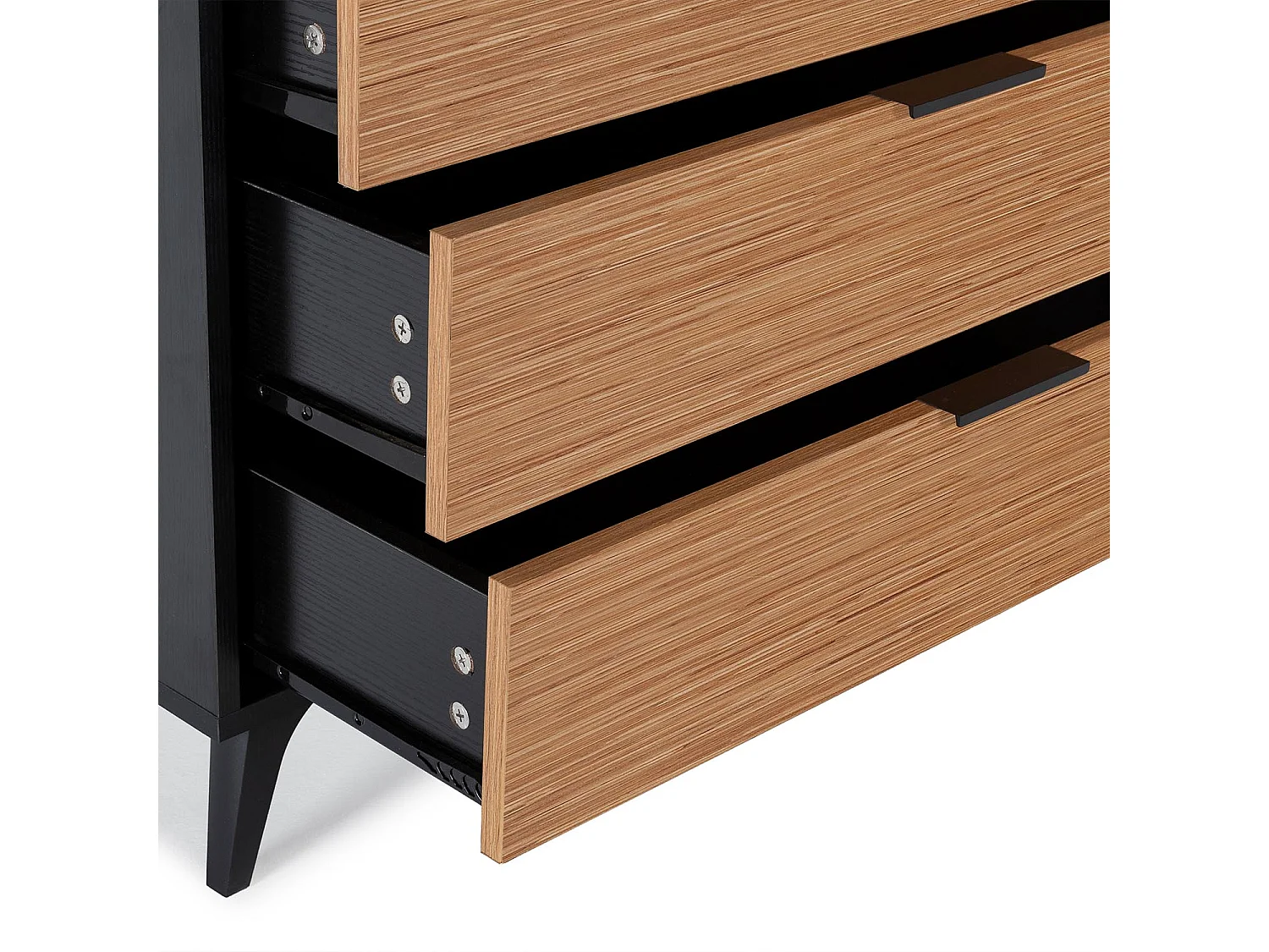 Cassettiera Denis 4 cassetti colore Nero/Legno