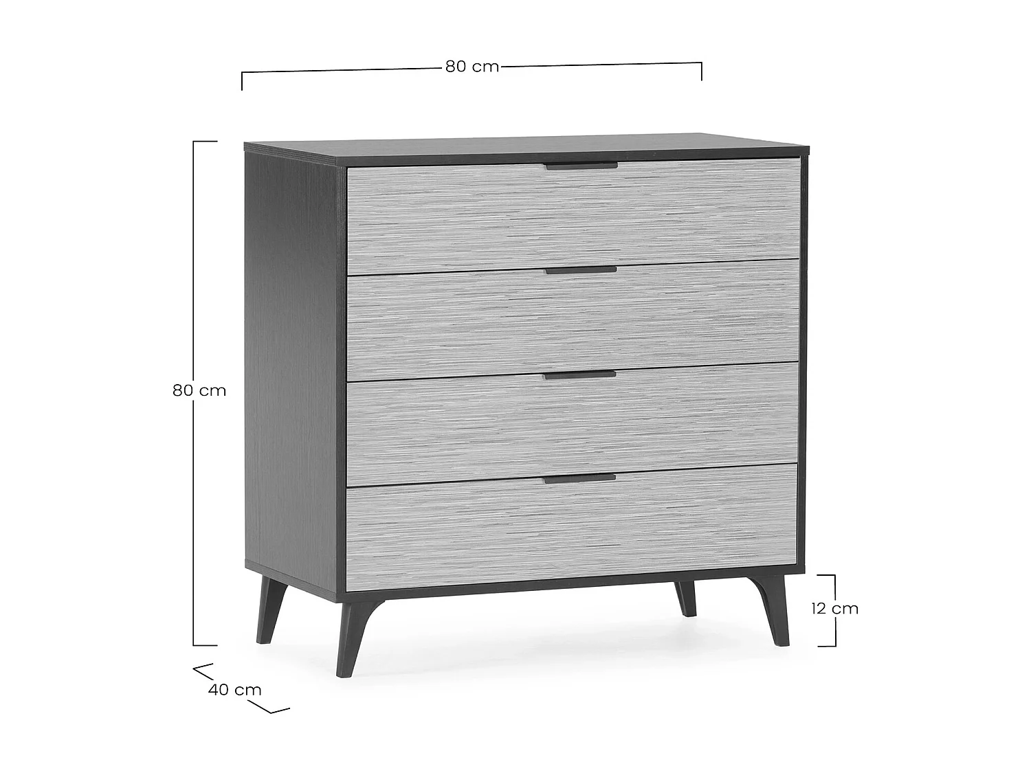 Cassettiera Denis 4 cassetti colore Nero/Legno