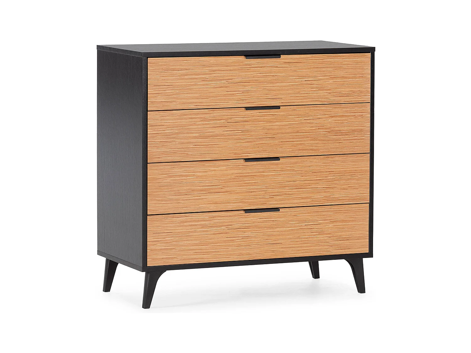 Commode de nuit Denis 4 tiroirs couleur Noir/Bois