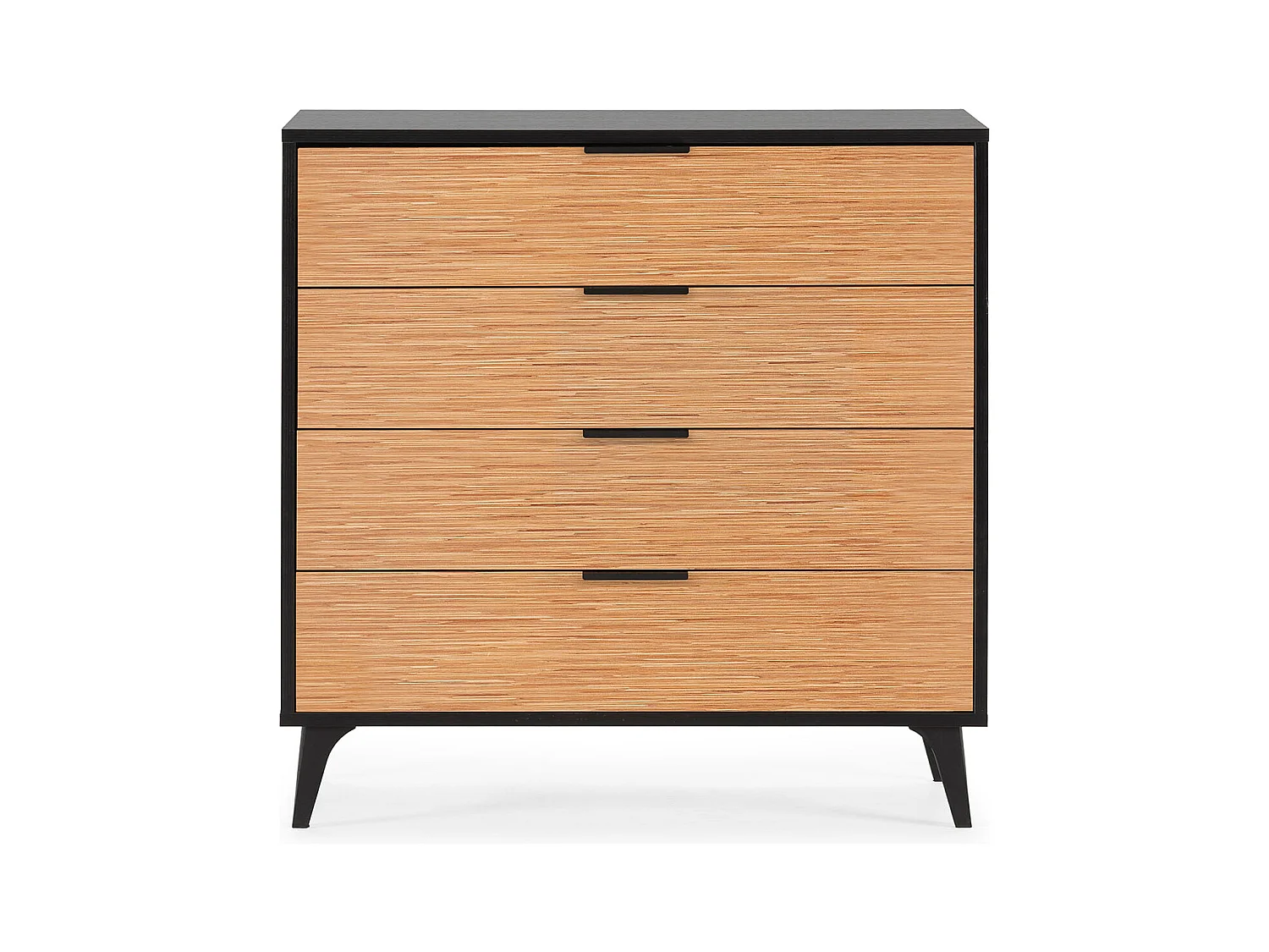 Nachtkastje Denis met 4 laden in de kleur Zwart/Hout.