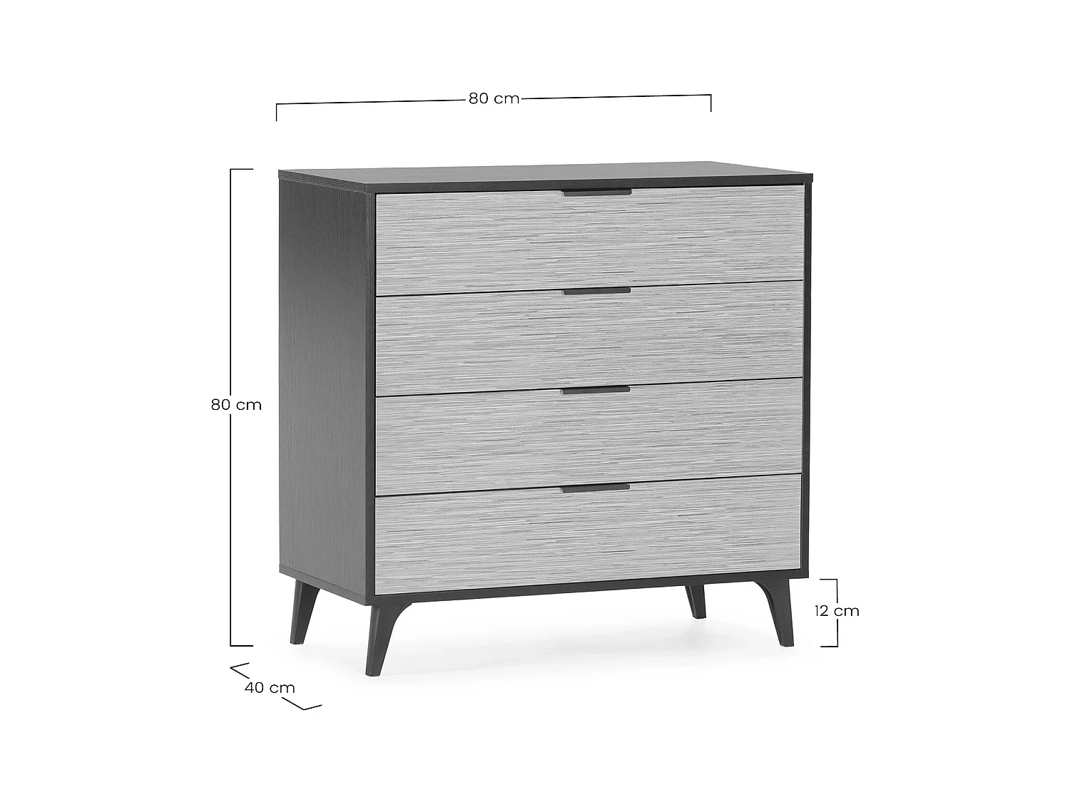 Nachtkastje Denis met 4 laden in de kleur Zwart/Hout.