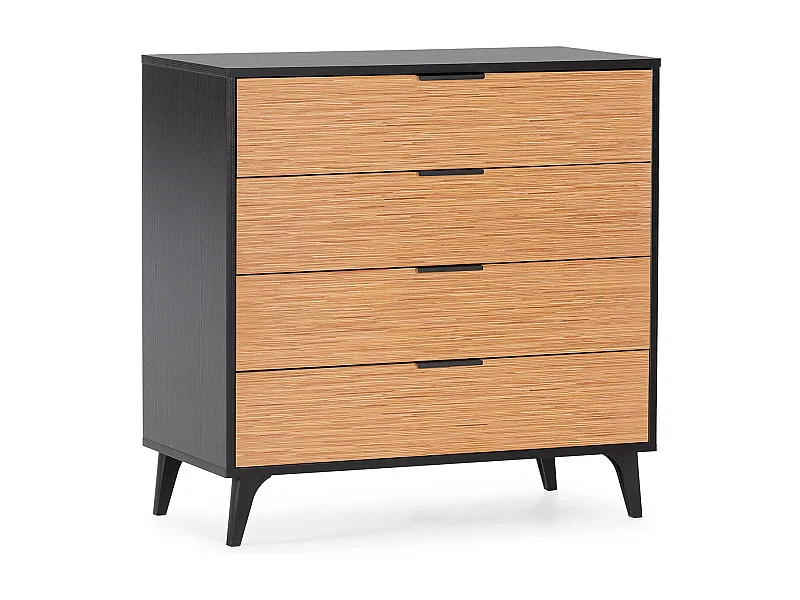 Commode de nuit Denis 4 tiroirs couleur Noir/Bois