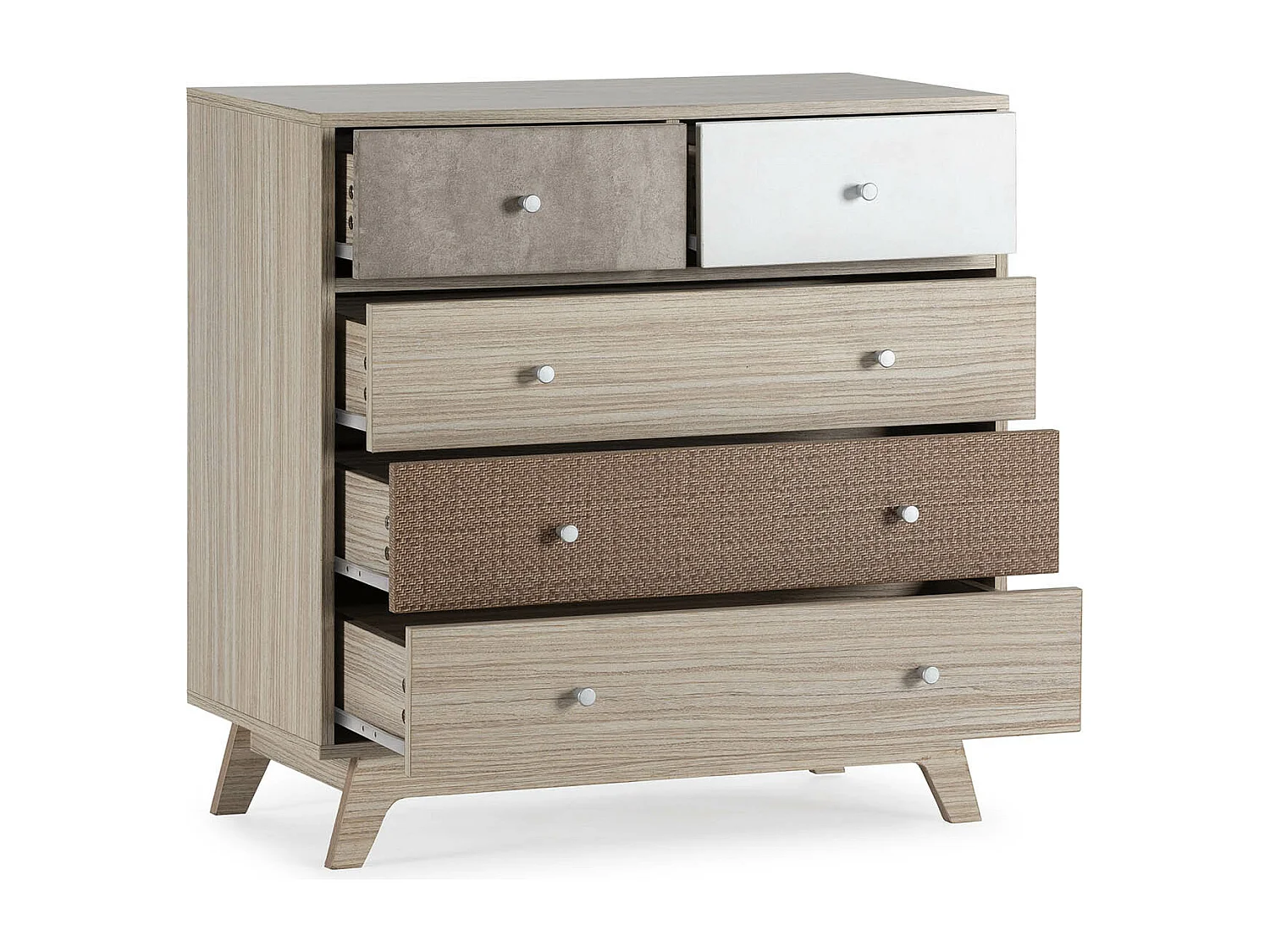 Commode de nuit Maia 5 tiroirs multicolores