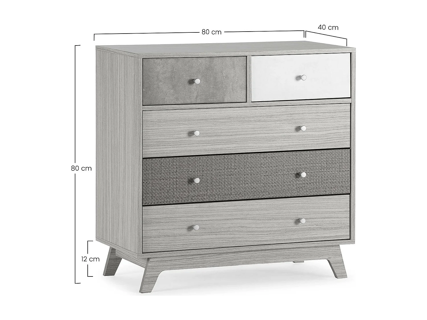 Commode de nuit Maia 5 tiroirs multicolores