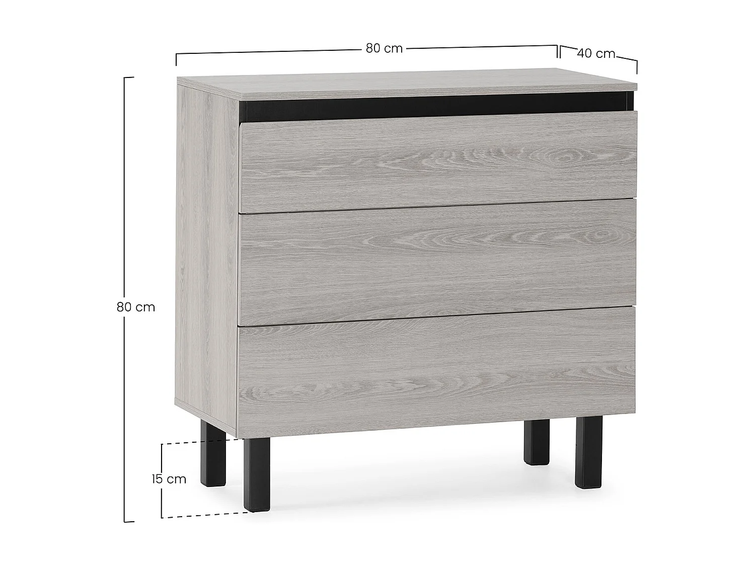 Kommode Molina 3 schubladen eichefarben