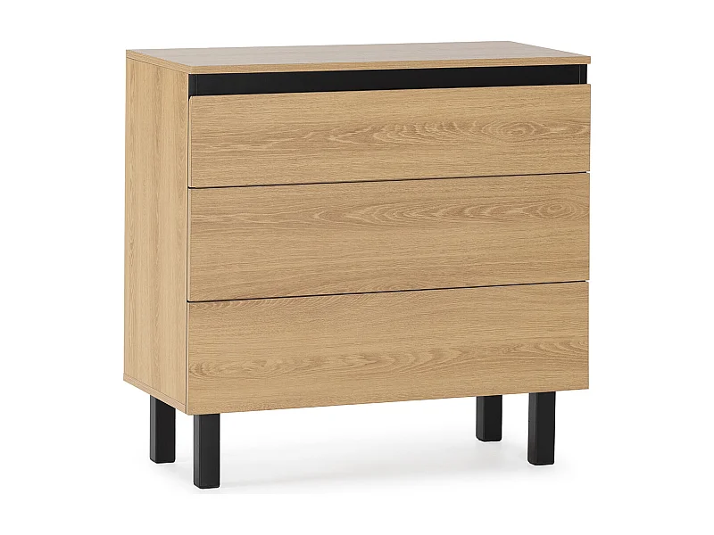 Commode de nuit Molina 3 tiroirs couleur chêne