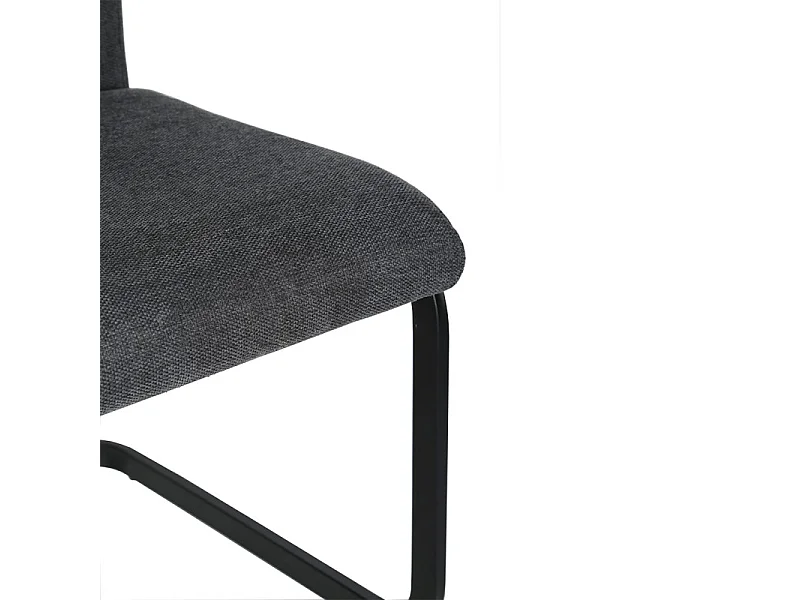 Lot de 2 chaises tissu gris anthracite et pied luge métal noir - VERDI