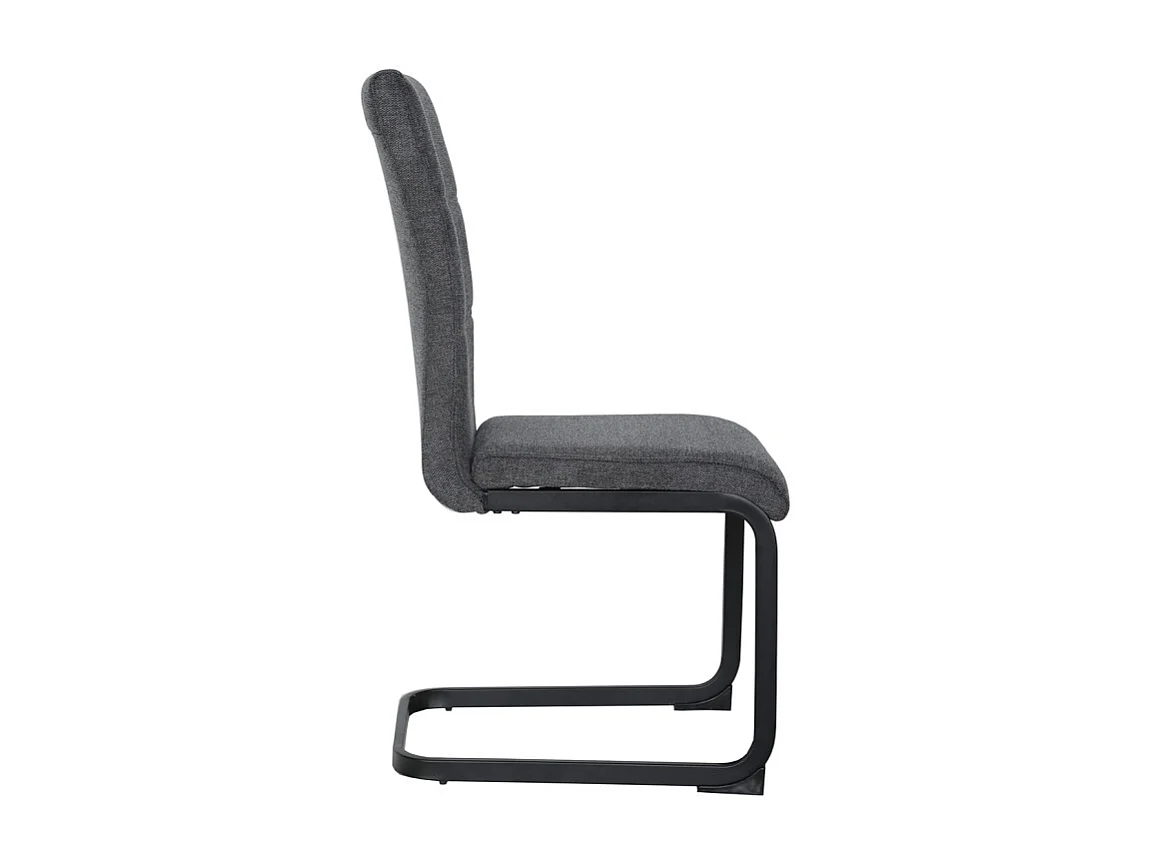 Lot de 2 chaises tissu gris anthracite et pied luge métal noir - VERDI