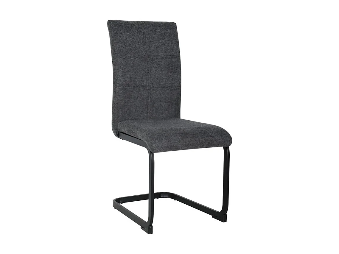 Lot de 2 chaises tissu gris anthracite et pied luge métal noir - VERDI