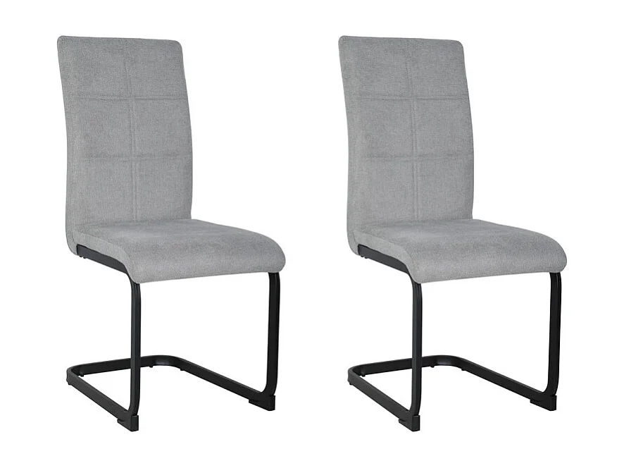 Lot de 2 chaises en tissu gris et pied luge en métal noir - VERDI