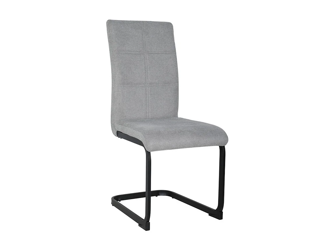 Lot de 2 chaises en tissu gris et pied luge en métal noir - VERDI