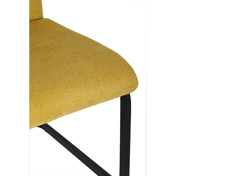 Lot de 2 chaises en tissu jaune et pied luge en métal noir - VERDI