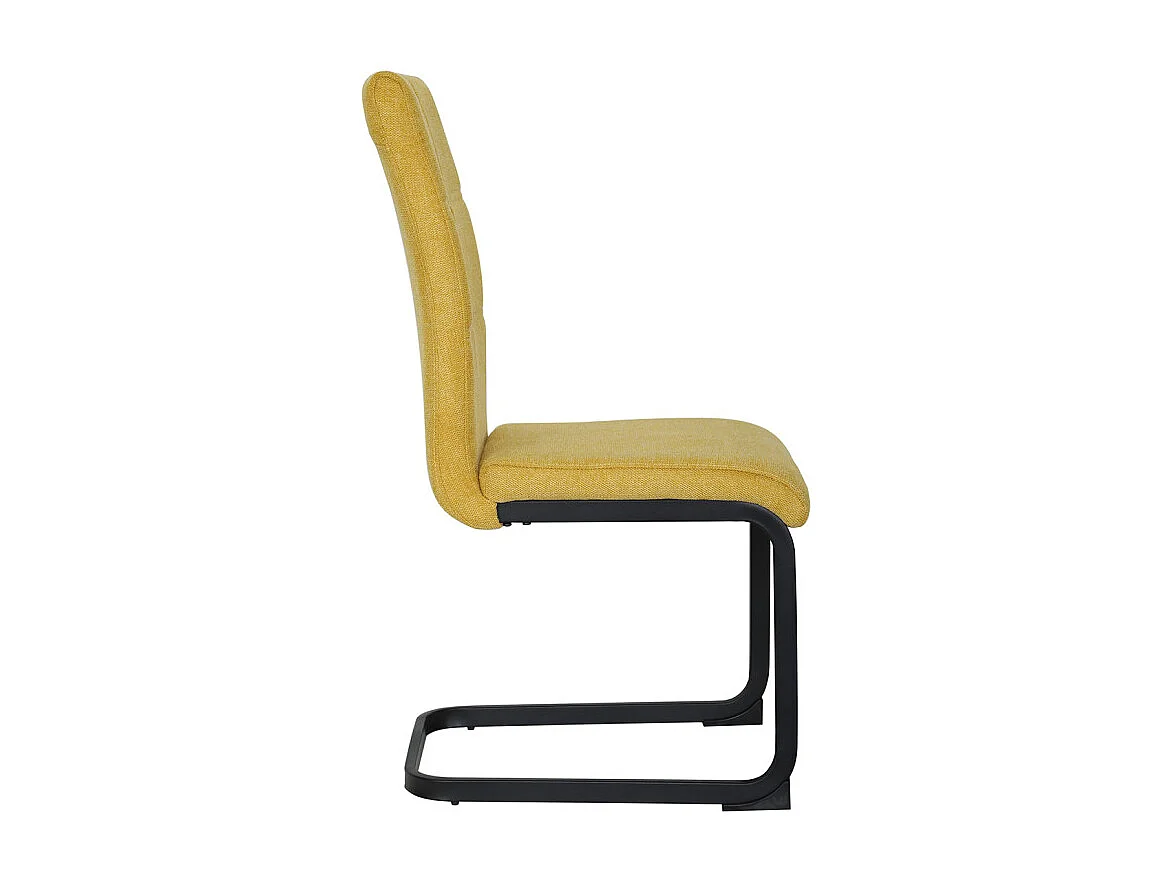Lot de 2 chaises en tissu jaune et pied luge en métal noir - VERDI