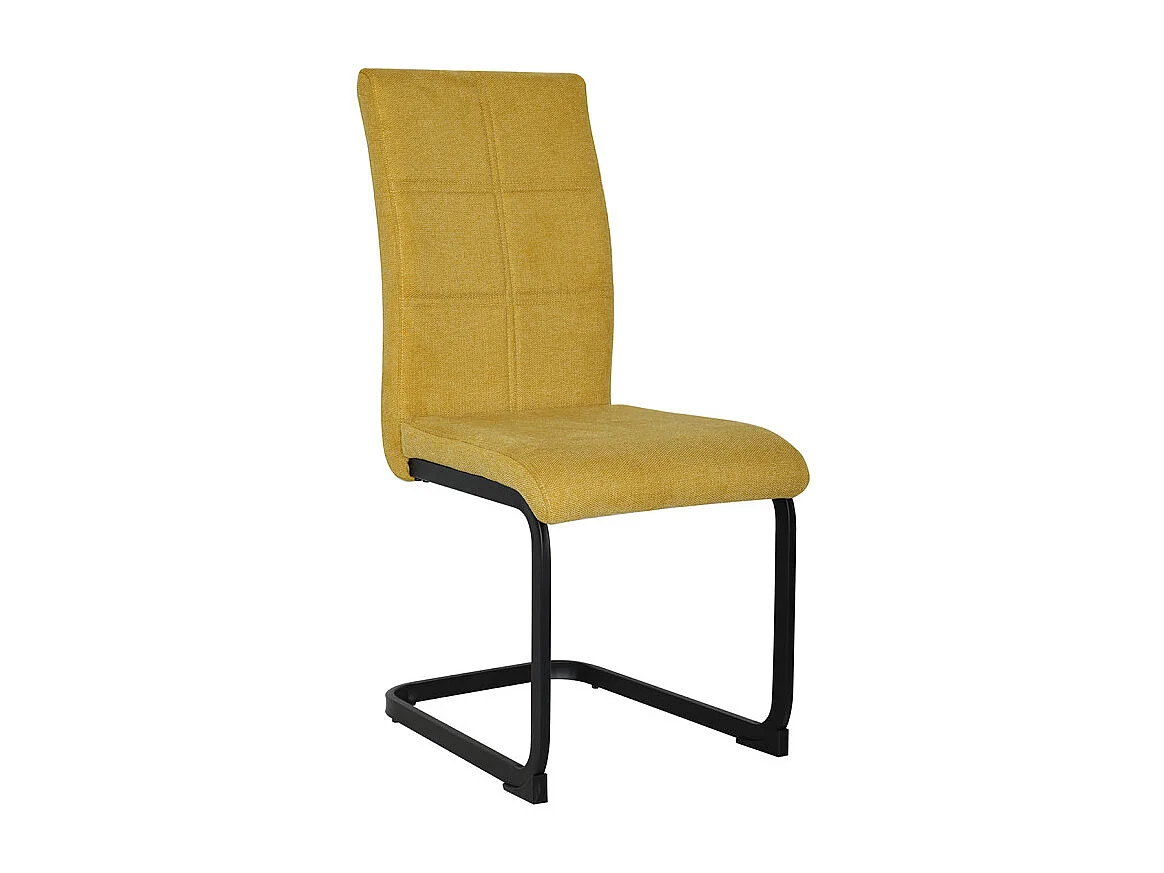 Lot de 2 chaises en tissu jaune et pied luge en métal noir - VERDI