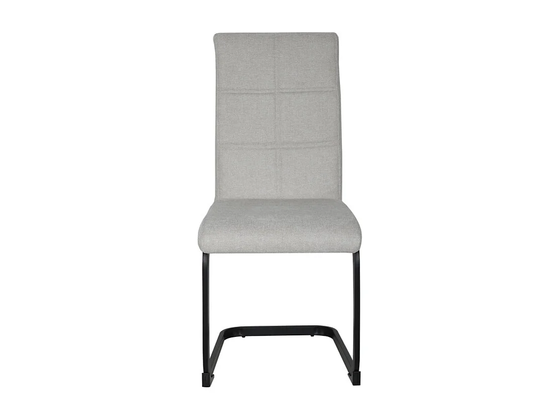 Lot de 2 chaises en tissu écru et pied luge en métal noir - VERDI