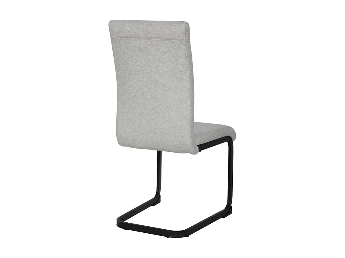 Lot de 2 chaises en tissu écru et pied luge en métal noir - VERDI