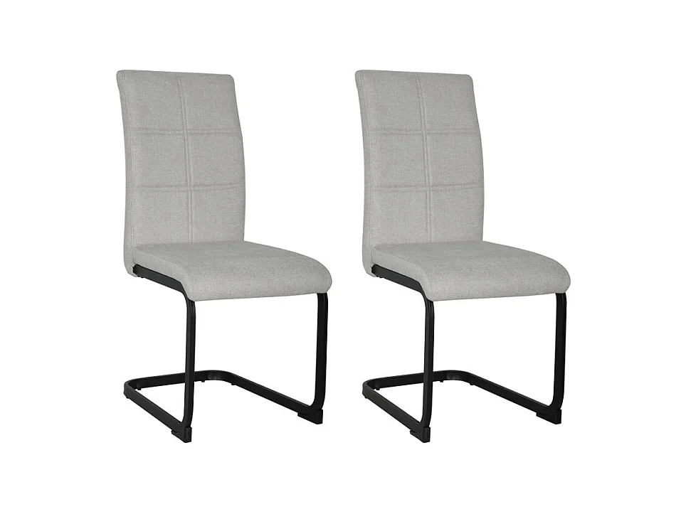 Lot de 2 chaises en tissu écru et pied luge en métal noir - VERDI