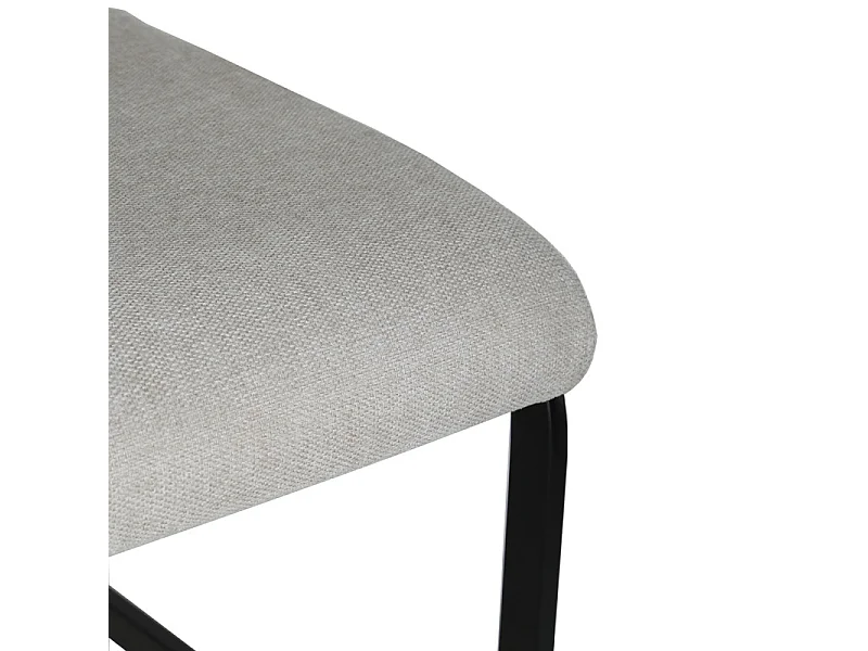 Lot de 2 chaises en tissu écru et pied luge en métal noir - VERDI