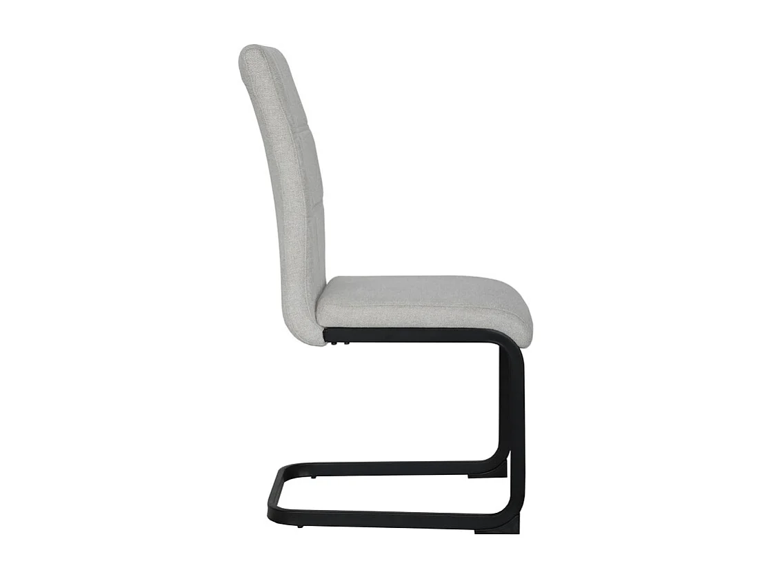 Lot de 2 chaises en tissu écru et pied luge en métal noir - VERDI