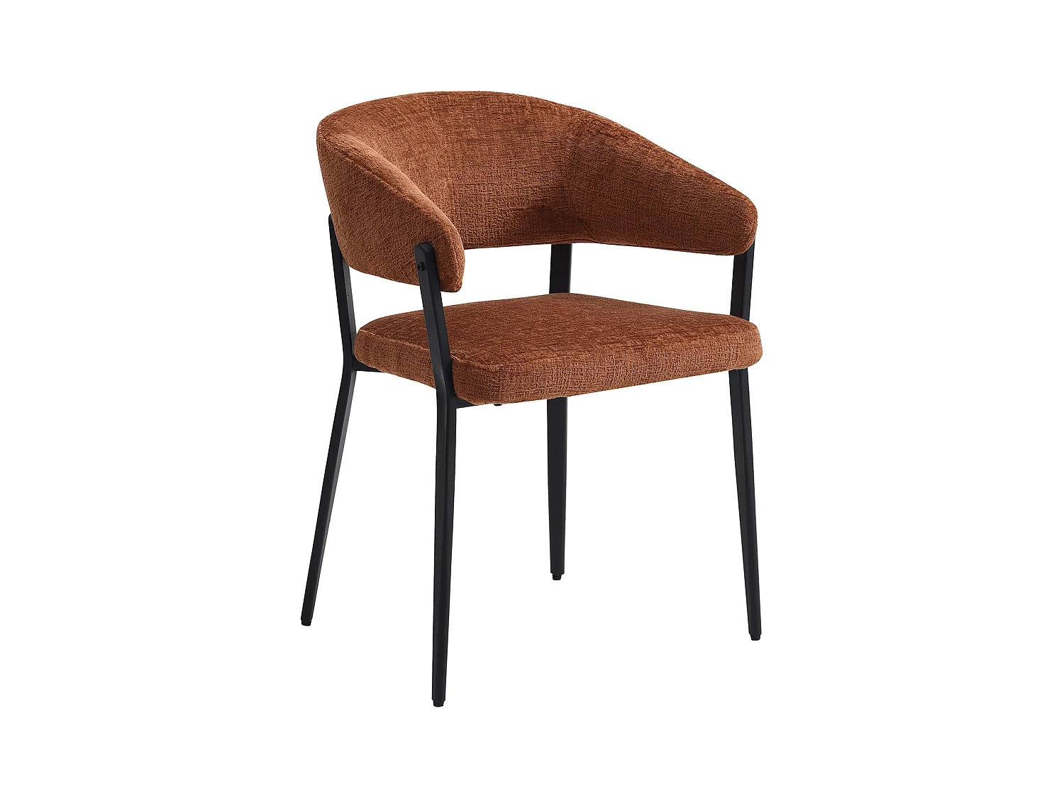 Stuhl mit Armlehnen 2er-Set - Stoff & schwarzes Metall - Terracotta - AVRELA