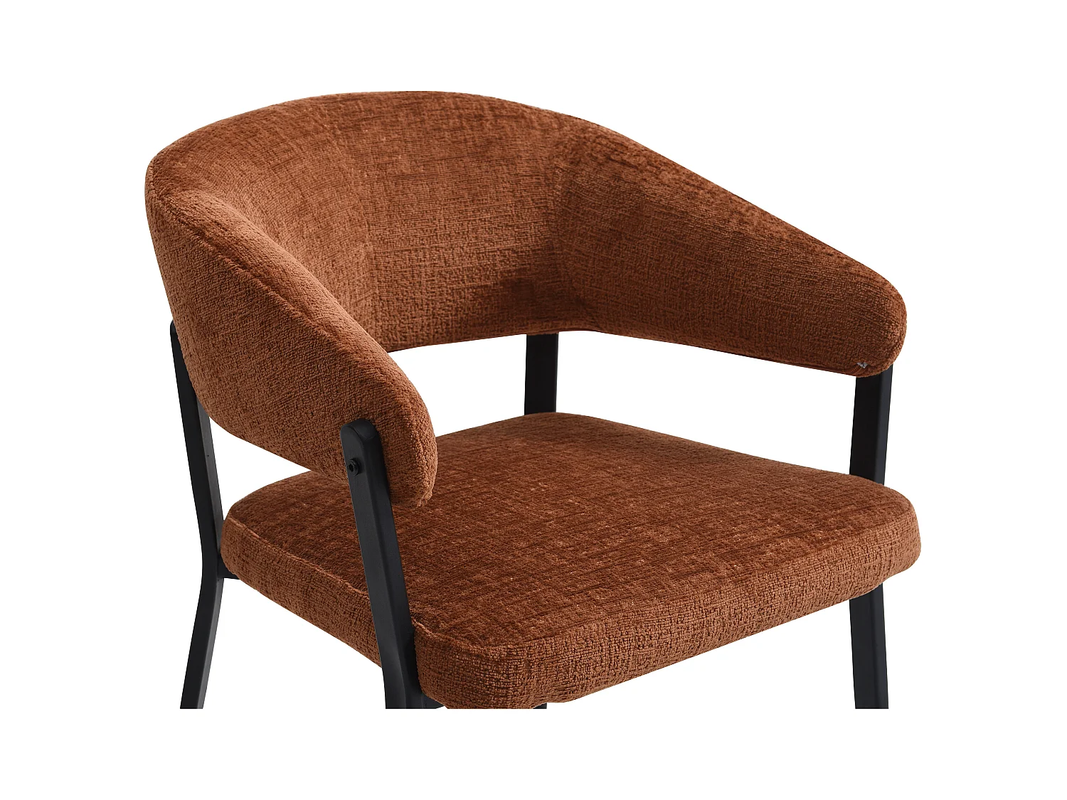 Stuhl mit Armlehnen 2er-Set - Stoff & schwarzes Metall - Terracotta - AVRELA