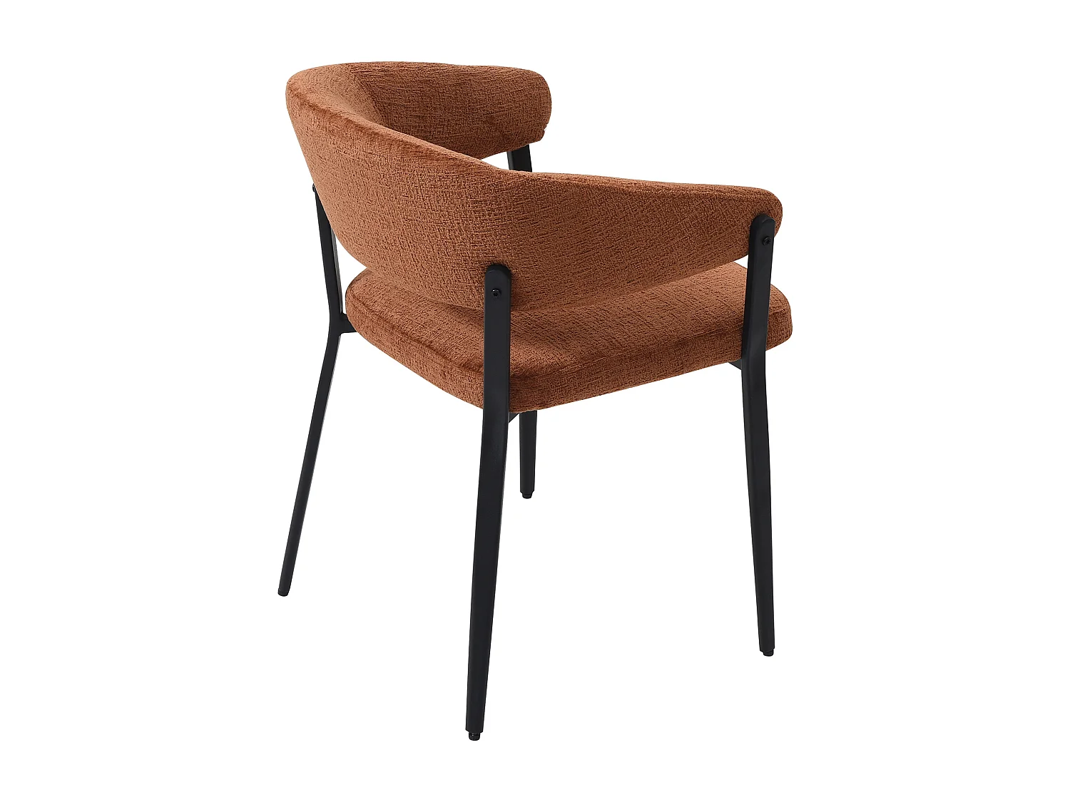 Lot de 2 chaises avec accoudoirs en tissu et métal noir - Terracotta - AVRELA