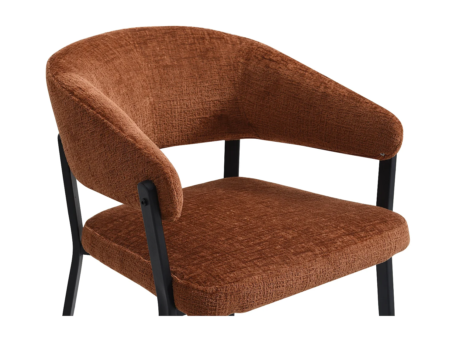 Lot de 2 chaises avec accoudoirs en tissu et métal noir - Terracotta - AVRELA