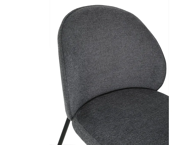 Lot de 2 chaises tissu gris anthracite pieds fins métal noir - BLAIR