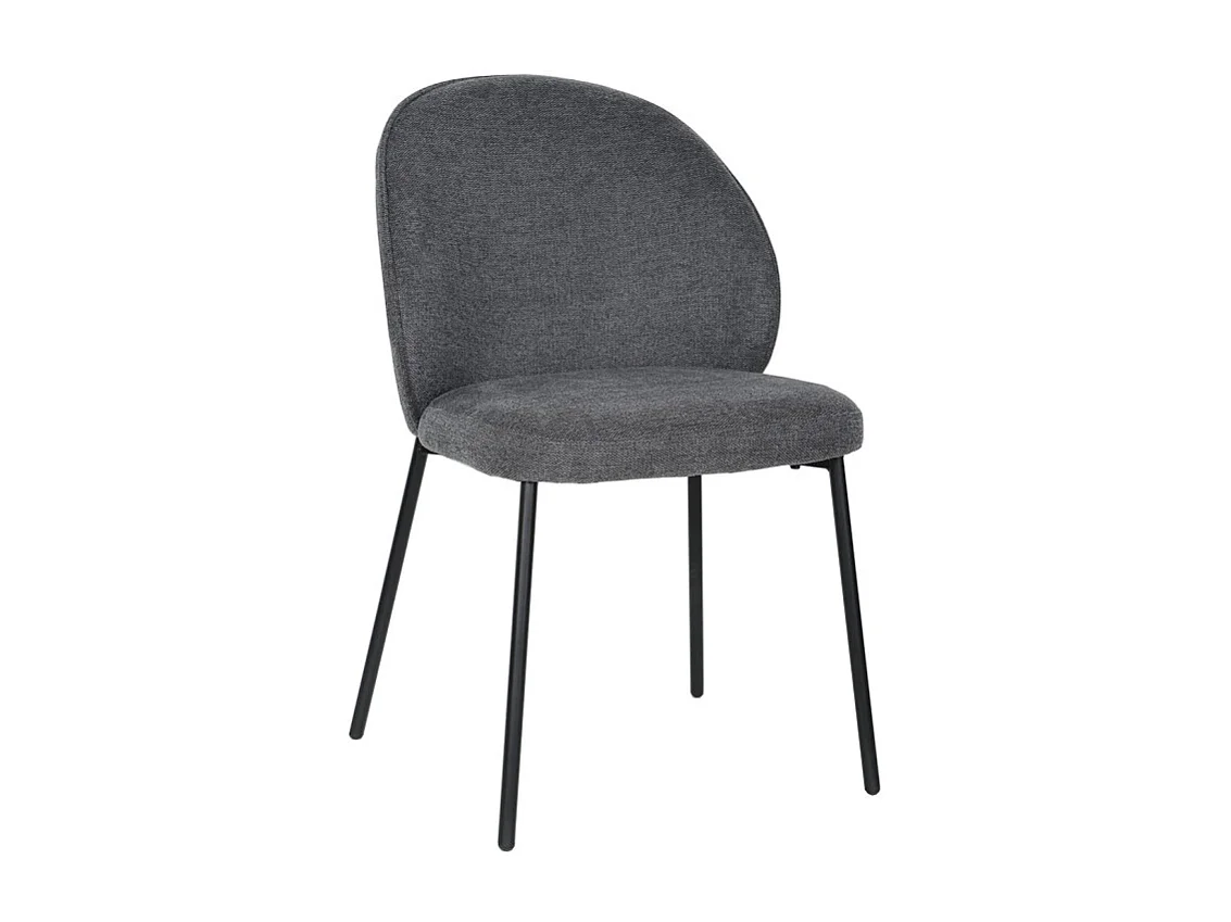 Lot de 2 chaises tissu gris anthracite pieds fins métal noir - BLAIR