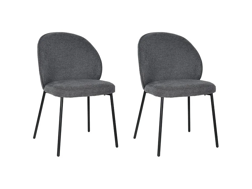 Lot de 2 chaises tissu gris anthracite pieds fins métal noir - BLAIR