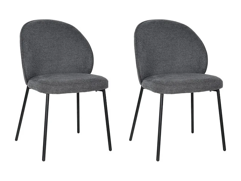 Lot de 2 chaises tissu gris anthracite pieds fins métal noir - BLAIR