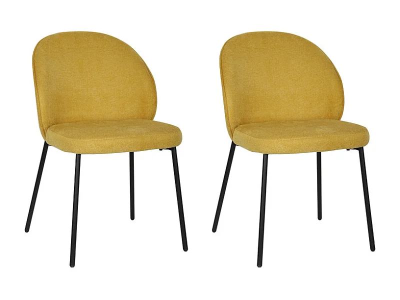 Lot de 2 chaises en tissu jaune pieds minimalistes métal noir - BLAIR