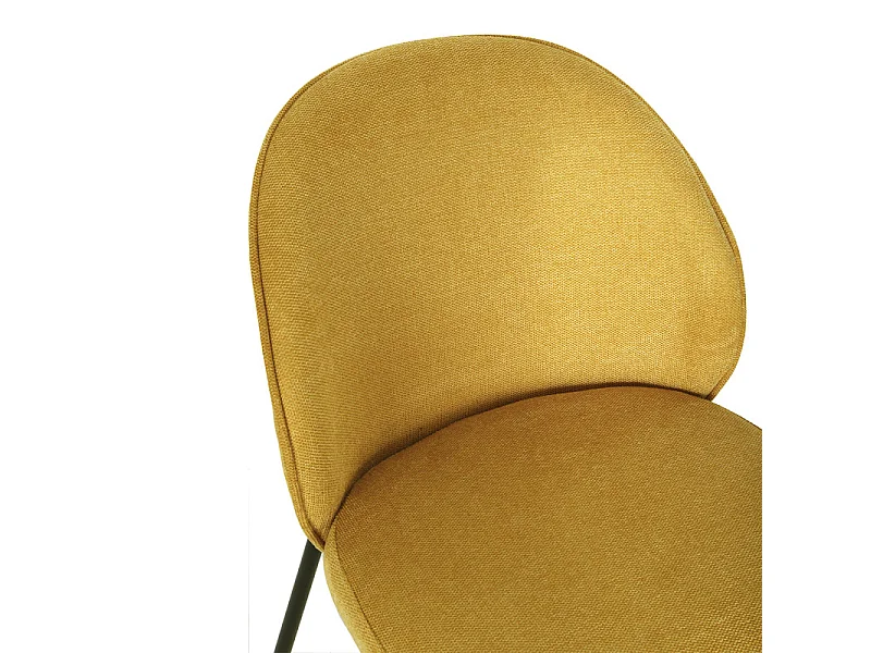 Lot de 2 chaises en tissu jaune pieds minimalistes métal noir - BLAIR