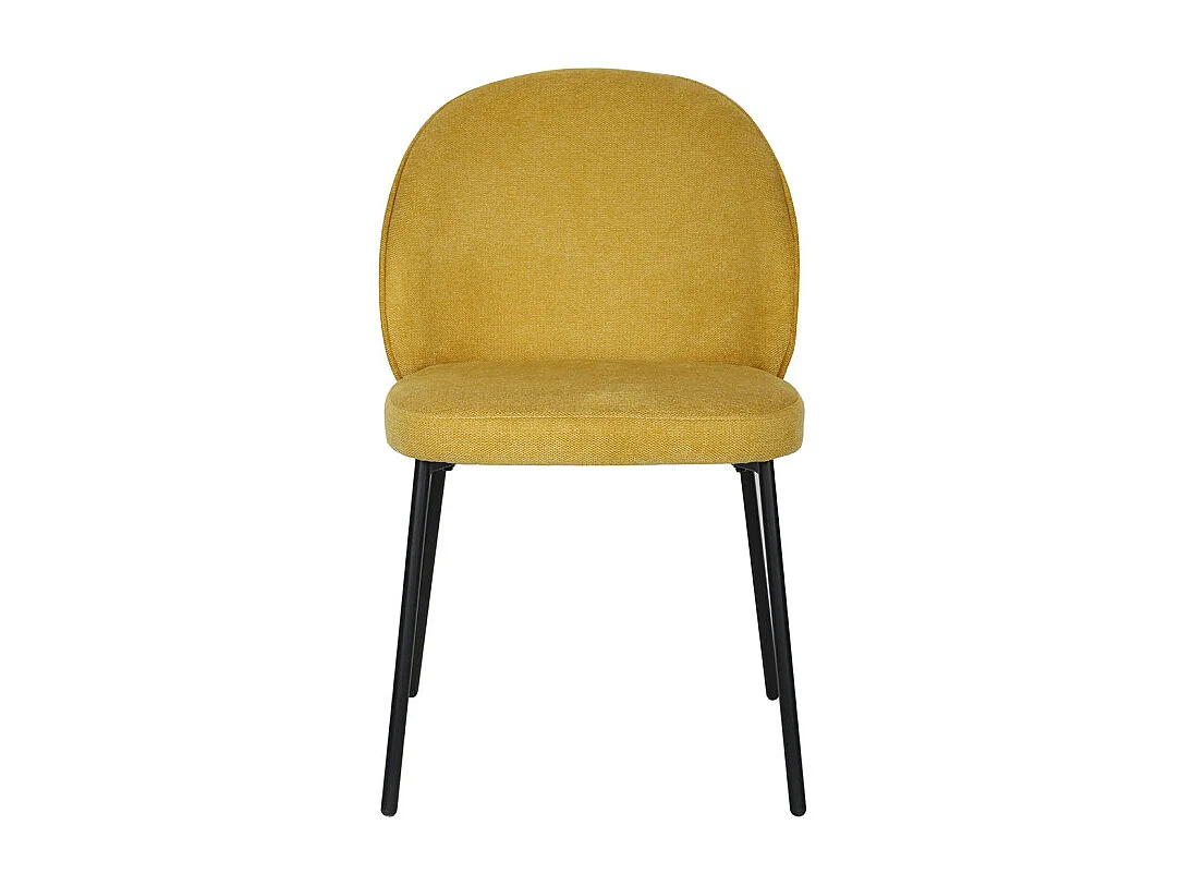 Lot de 2 chaises en tissu jaune pieds minimalistes métal noir - BLAIR
