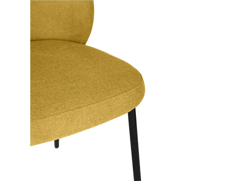 Lot de 2 chaises en tissu jaune pieds minimalistes métal noir - BLAIR