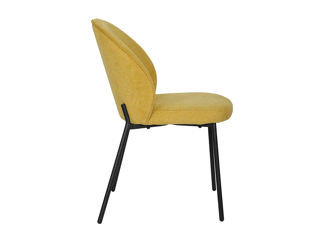 Lot de 2 chaises en tissu jaune pieds minimalistes métal noir - BLAIR