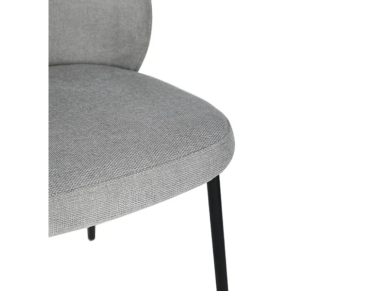 Lot de 2 chaises en tissu gris pieds minimalistes métal noir - BLAIR