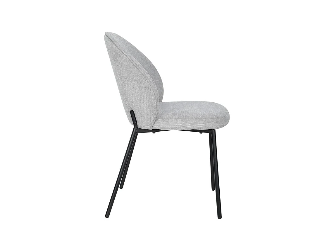 Lot de 2 chaises en tissu gris pieds minimalistes métal noir - BLAIR