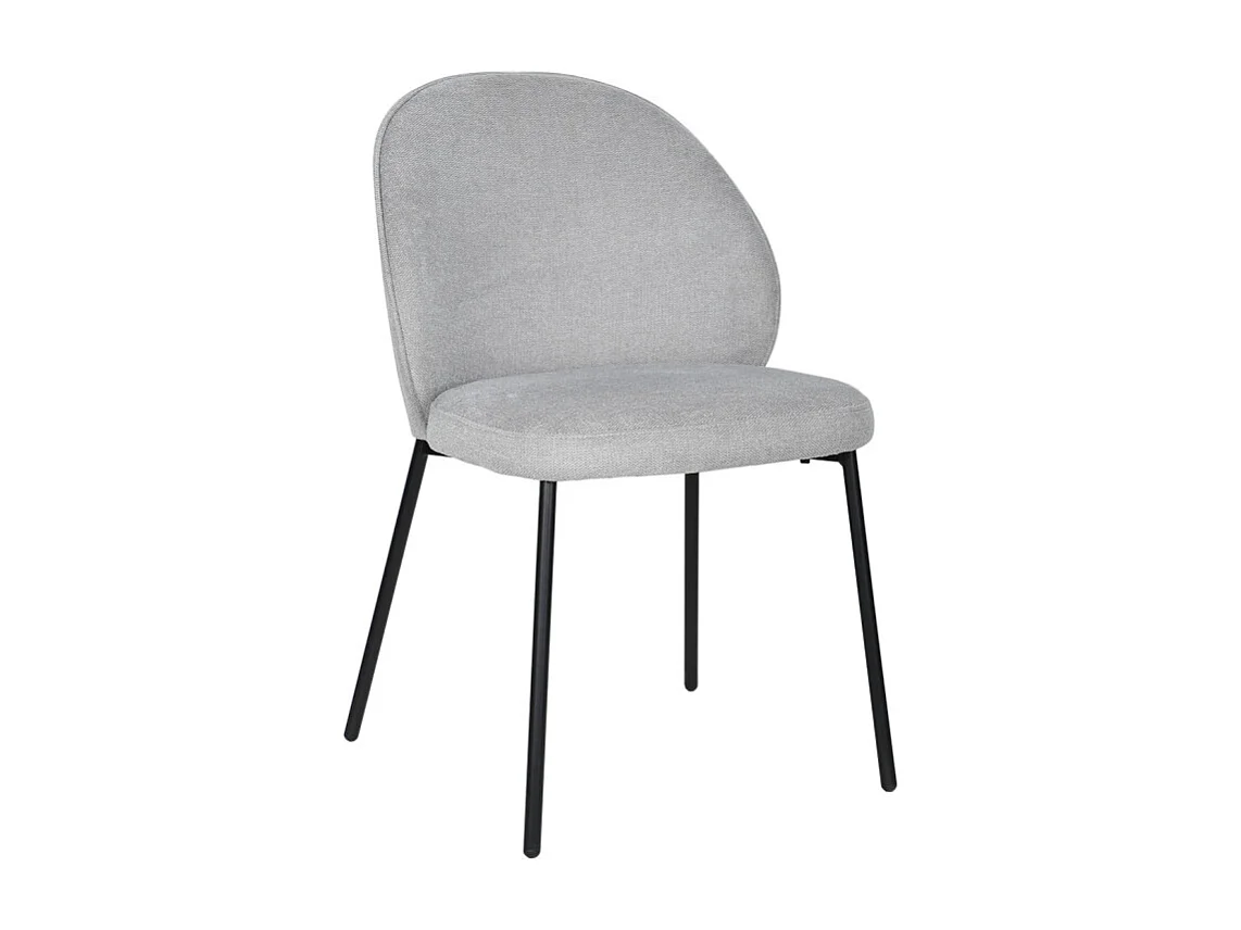Lot de 2 chaises en tissu gris pieds minimalistes métal noir - BLAIR
