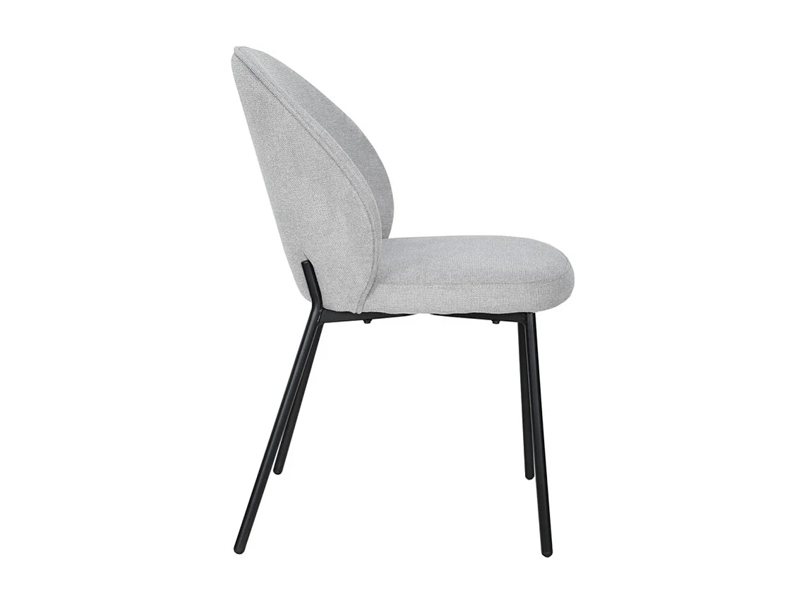 Lot de 2 chaises en tissu gris pieds minimalistes métal noir - BLAIR