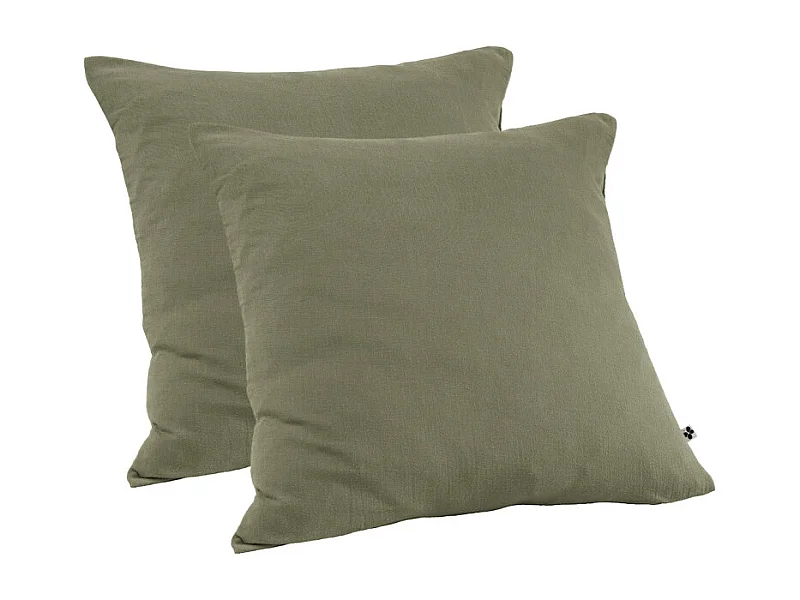 Lot 2 taies d'oreillers 60x60 cm double gaze de coton vert - PEPA 1