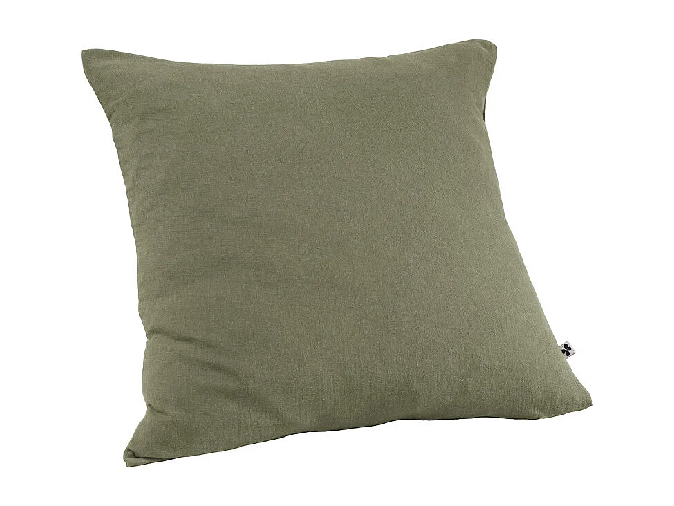 Lot 2 taies d'oreillers 60x60 cm double gaze de coton vert - PEPA 1