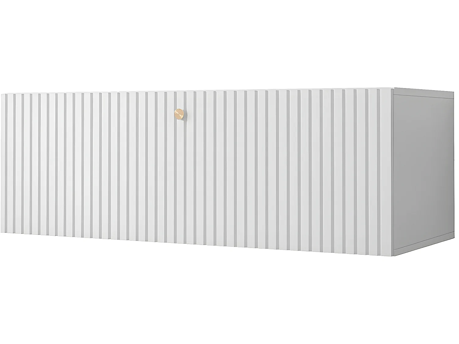 Design hangende tv-meubel "Waldi Riflo Slim 100" wit met opbergruimte en deuren