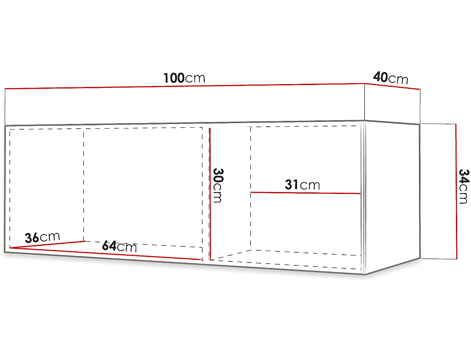 Design hangende tv-meubel "Waldi Riflo Slim 100" wit met opbergruimte en deuren