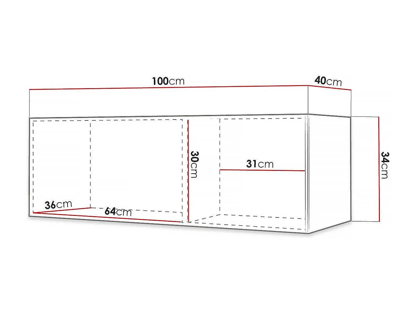 Meuble TV suspendu "Waldi Riflo" - 100 x 34 x 40 cm - Blanc